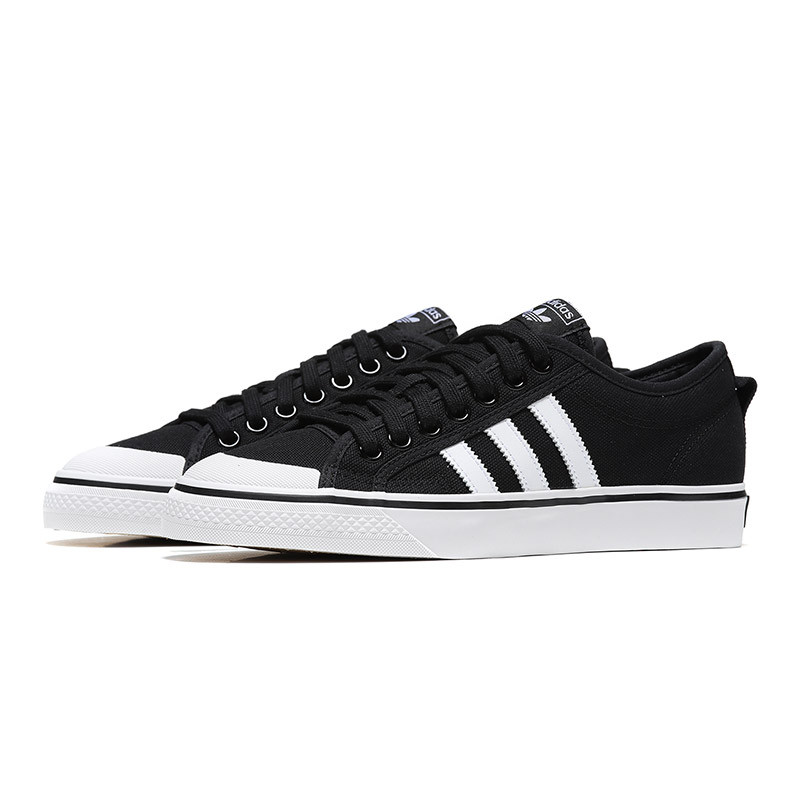 adidas阿迪达斯三叶草中性休闲鞋板鞋AQ1066 B378561号黑色+亮白 44.5码