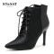 St&Sat/星期六新款尖头性感高跟优雅通勤短靴女鞋SS64117043 10黑色 35