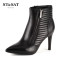 星期六 短靴冬新款牛皮尖头超高跟侧拉链单靴女鞋SS54112939_AXT52 10黑色 35