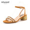 St&Sat/星期六夏季新款时尚外穿港味复古凉鞋女鞋SS82115496 桔色 37