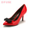 迪芙斯D:FUSE春季漆面牛皮高跟鞋增高蝴蝶结女士DF53113067 红色 34