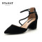 St&Sat星期六春夏商场同款浅口尖头粗跟单鞋SS81114318 黑色 37