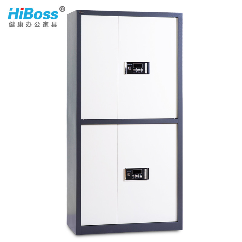 HiBoss 密码文件柜 钢制保密柜 保险柜子 灰白通体双节保密柜