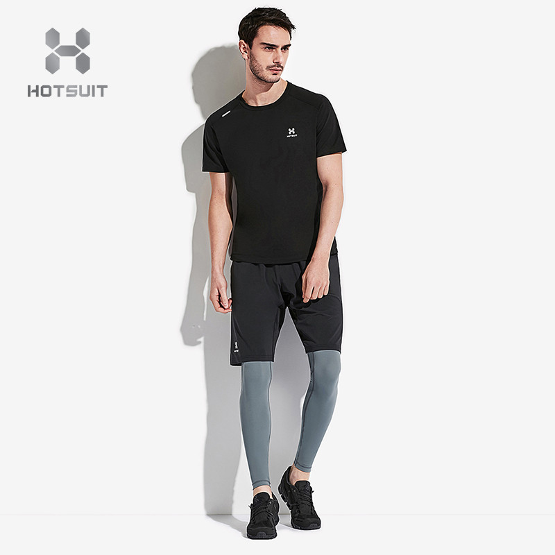 HOTSUIT后秀男款塑形系列运动圆领T恤健身跑步短袖上衣5702009 矿物黑 L