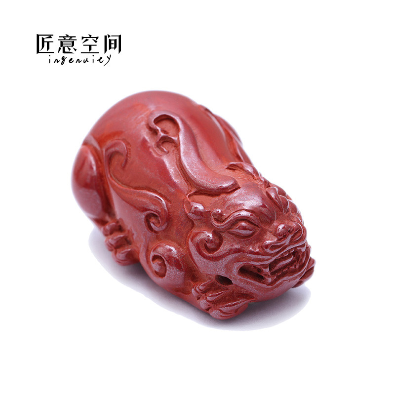匠意空间 天然原矿朱砂 立体貔貅 吊坠 男女同款
