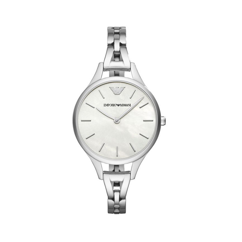 阿玛尼（Emporio Armani)休闲圆形时尚钢带石英女表AR11054 银色