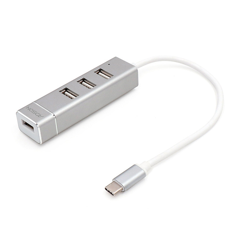 ADSON艾德生TYPE-C 转USB2.0 4口HUB 铝合金 0.2米