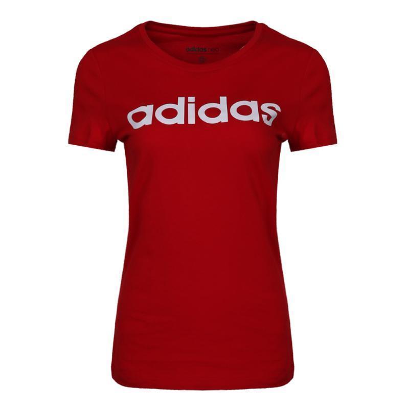 adidasneo阿迪休闲2018女子WCELOGOTEE圆领短T恤CV9208_3 XXL 红