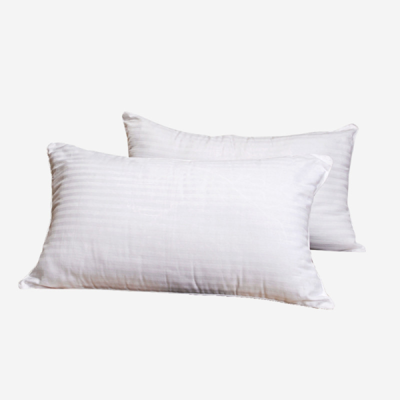 钱皇 蚕丝枕 枕芯 条纹枕芯 一对 白色 单只
