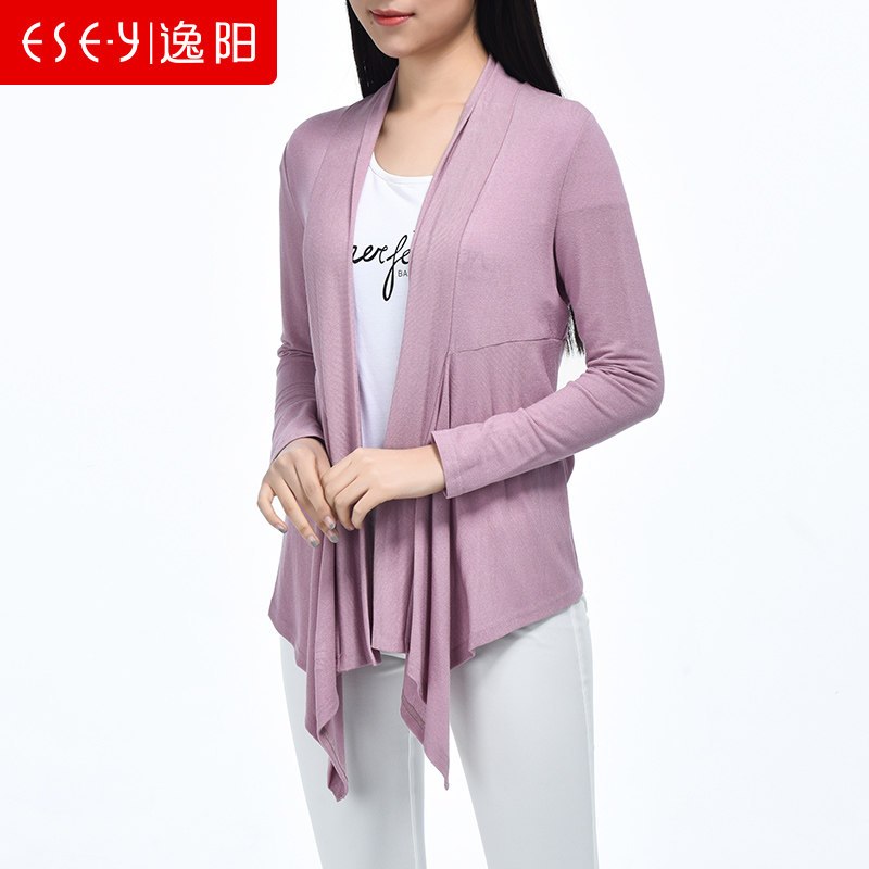 2018春季新款时尚女装后背蕾丝镂空彩色开衫空调衫上衣女清仓0561_1 XL 藕粉色
