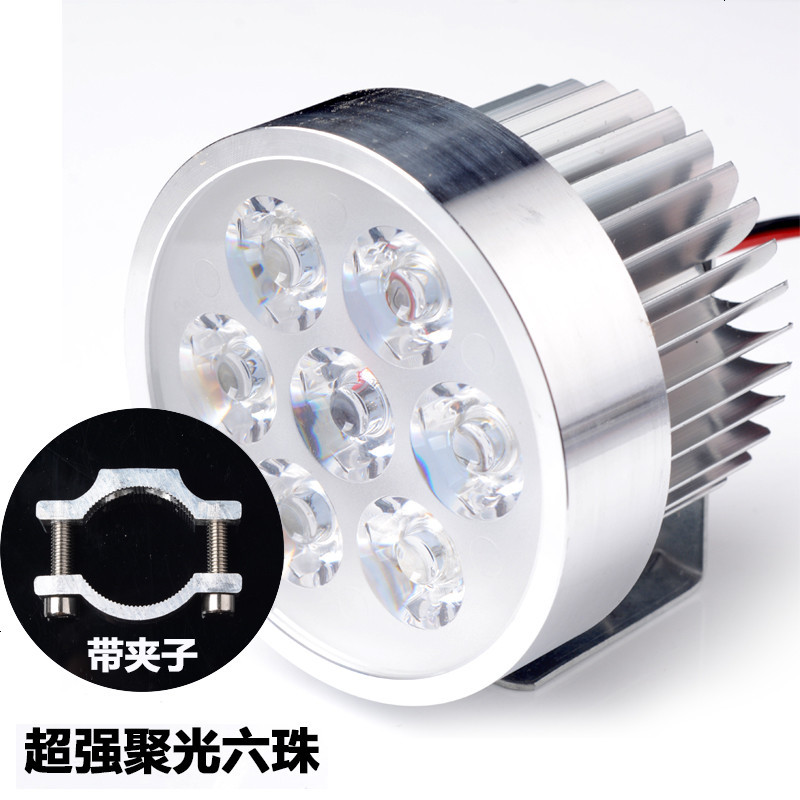 6L2摩托车LED射灯前大灯宝马川崎改装外置强光流氓爆闪灯12V 超强聚光六珠+支架