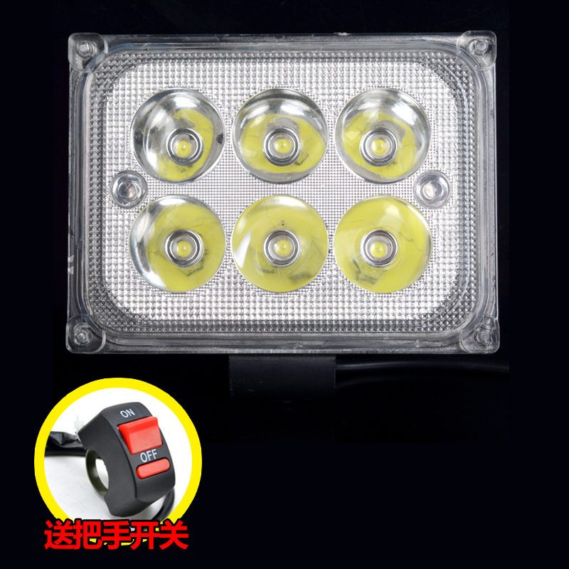 汽车双排LED射灯36W聚光越野车货车挖掘机摩托车工作灯前杠射灯 方形六珠+开关