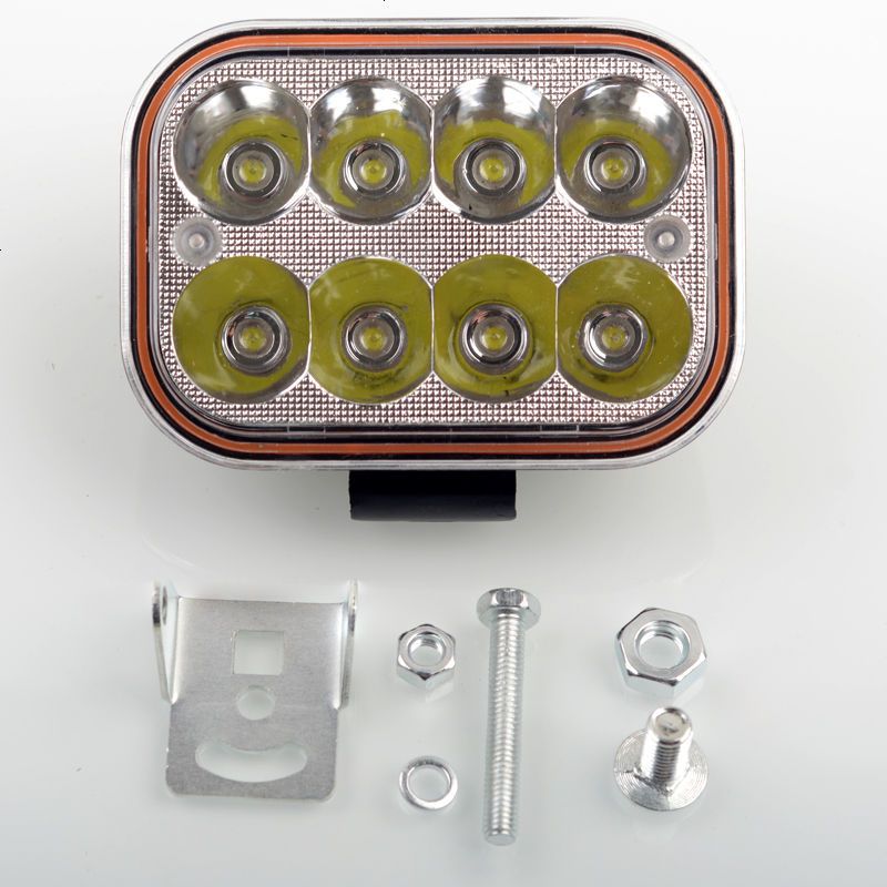 挖掘机汽车led大灯越野车LED射外置大灯12V24V货车铲车工作灯照明 方形八珠远近光