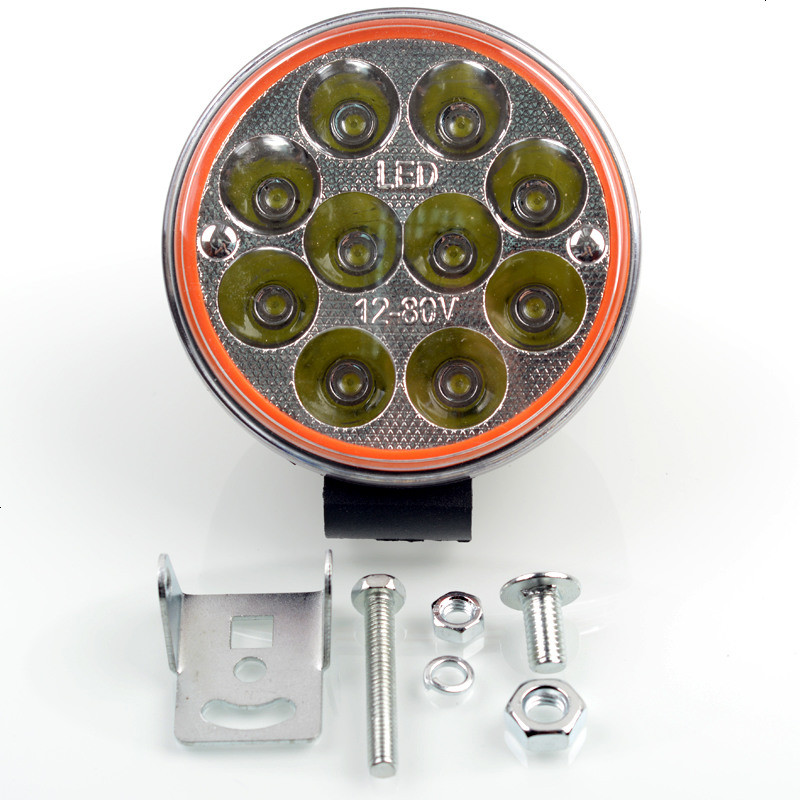 挖掘机汽车货车铲车越野车工程工作led大灯外置LED射灯12V24V超亮 超10珠远近光