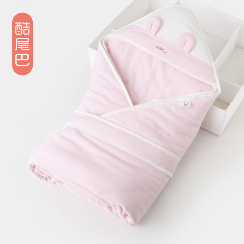 303_酷尾巴 新生儿春秋季夹棉抱被婴儿保暖包被被子襁褓包巾_376 默认尺码 粉红