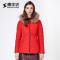 雪中飞（SNOWFLYING）羽绒服女连帽毛条短款X1401052 155/80A 新阳红