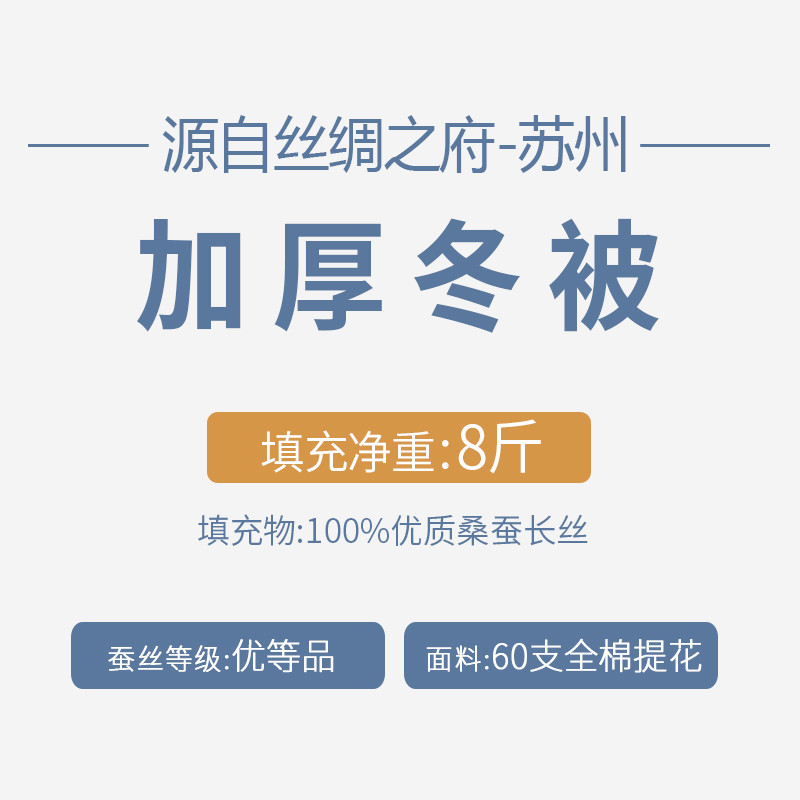 太湖雪 100%双宫茧桑蚕长丝 春秋蚕丝被 灯笼格全棉 加厚保暖蚕丝被子被芯 玉色提花面料被子 纯色四季蚕丝被 床上用品 桑蚕丝净重8斤加厚冬被 150*215cm(玉色提花)