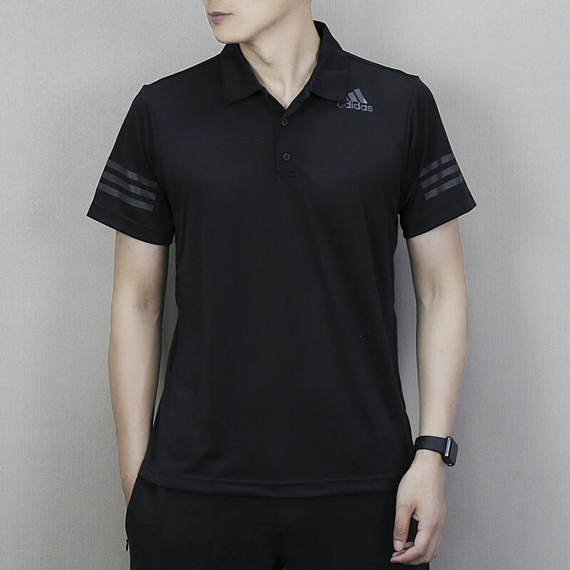 adidas阿迪达斯男装 2018夏秋新款运动休闲舒适透气POLO衫短袖T恤CW3930 2XL 黑色CW3930