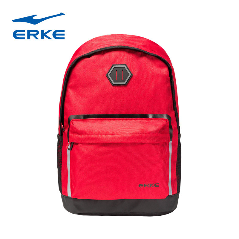 鸿星尔克（ERKE）2018新款双肩包大容量时尚潮流休闲户外旅游包10318301012 宝石红