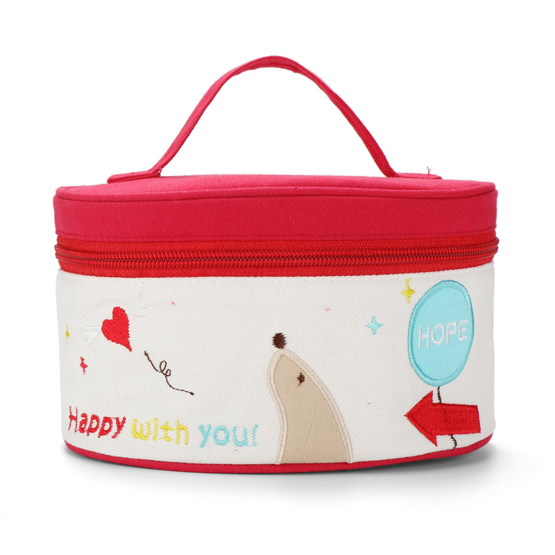 出差旅行便携式大容量洗漱包卡通印花化妆包日常用品收纳包_2 红色