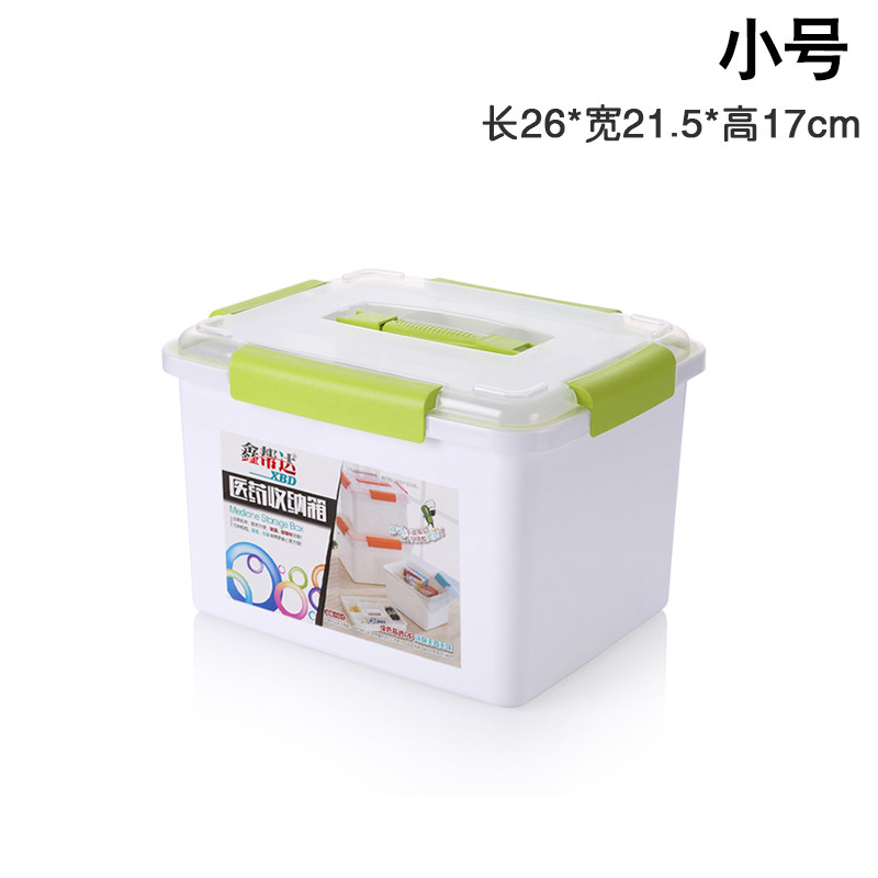 药箱多功能分格急救药箱带提手家用多层收纳盒塑料盒便携儿童小药盒_4 小号绿色