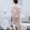 爱心鼠(Aixinshu) 春秋季纯色仿真丝开衫长袖情侣睡衣居家服秋天冰丝男士女士家居服套装9431 女款L码 4号款
