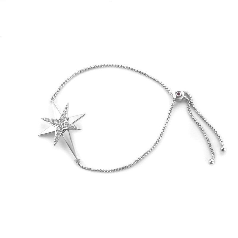 171_ELLE手链 闪耀星星 S925银红宝石镀铑饰品 来自法国 礼物送女友5011100_938 银色