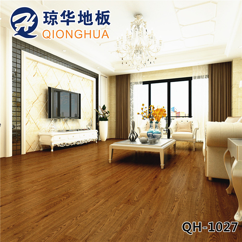 琼华环保自粘木纹石塑PVC地板革地毯纹塑料塑胶地板石纹地板胶家用地板纸加厚地板贴防水片材地板 2.0mm 木纹长条-1027（152.4mm*长914.4mm）