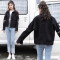 【梦娜思】新款刺绣长袖牛仔短外套女韩版宽松学生百搭BF风夹克上衣女 L 烟灰色