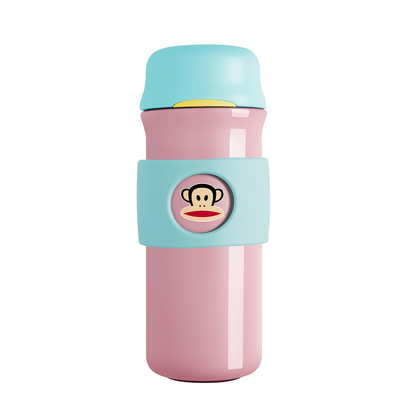 大嘴猴（PaulFrank）保温杯 真空不锈钢保温杯 商务车载水杯水杯400ML 少女粉