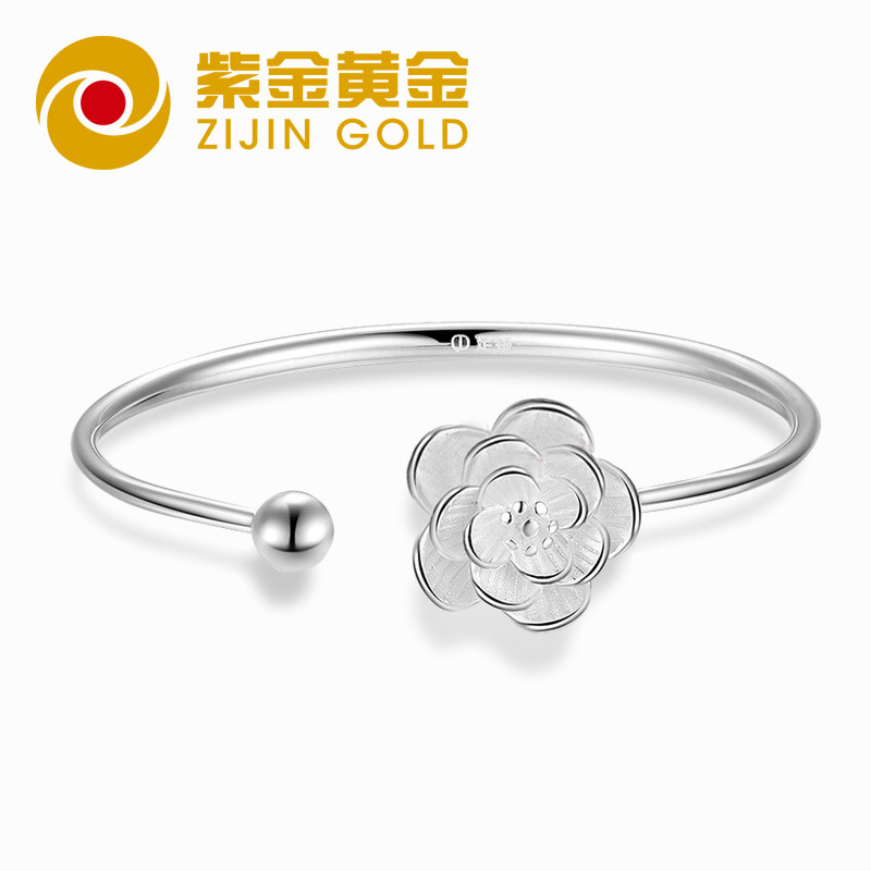 紫金黄金(ZiJin)十里桃花银手镯