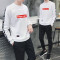 狮臣SHICHEN 圆领套头卫衣男套装休闲男装一套2023年秋季新款潮运动服运动套装卫衣两件套装男 TZ6025白色 XXL