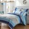 水星家纺 全棉斜纹印花四件套 蓝语迷情 经典英伦风格 床上用品 格莱姆 1.8m床