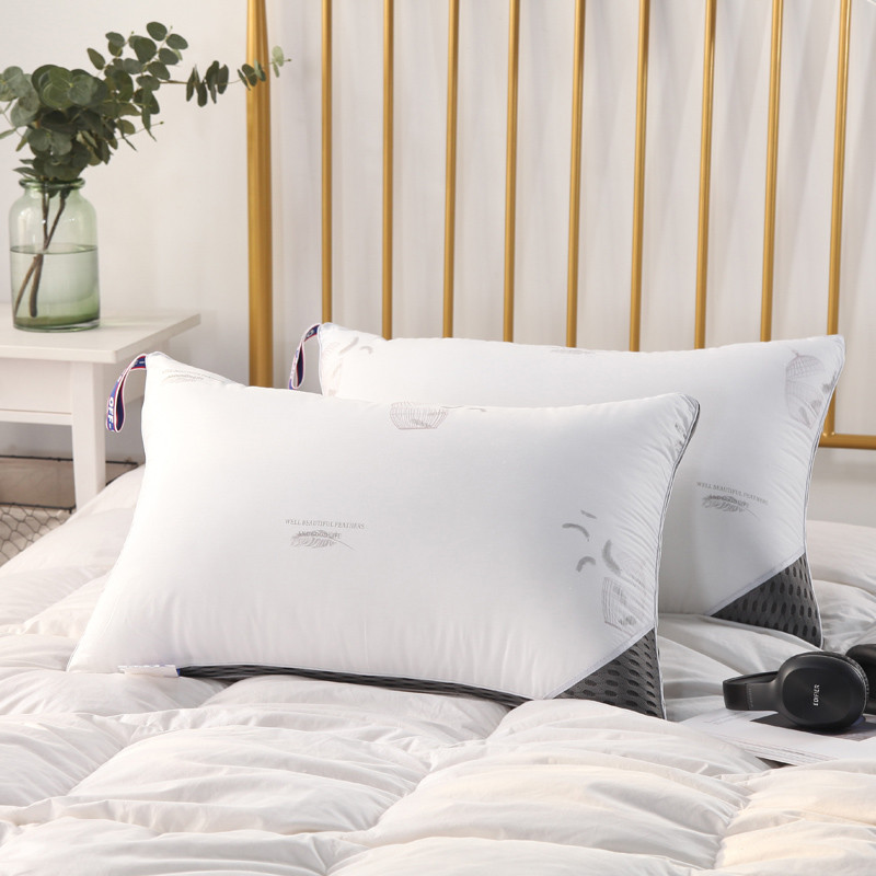 南极人(NanJiren)家纺 全棉羽丝绒枕头枕芯单只 床上用品透气单人助眠枕一只 48x74cm/单只 鸟笼