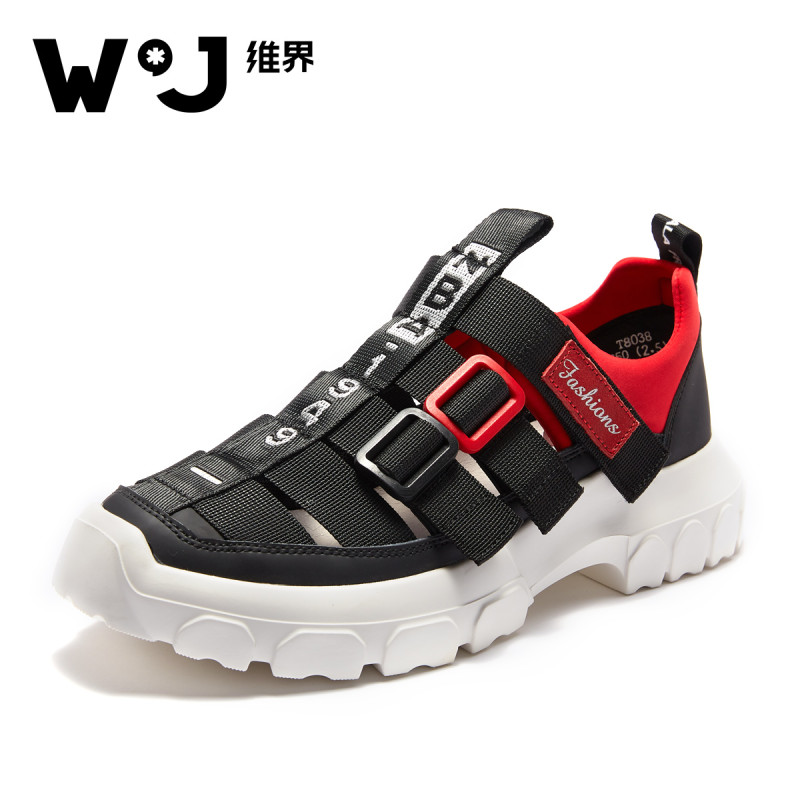 维界维界夏季新款男鞋休闲潮流透气青春鞋韩版时尚个性舒适运动鞋 黑色 43