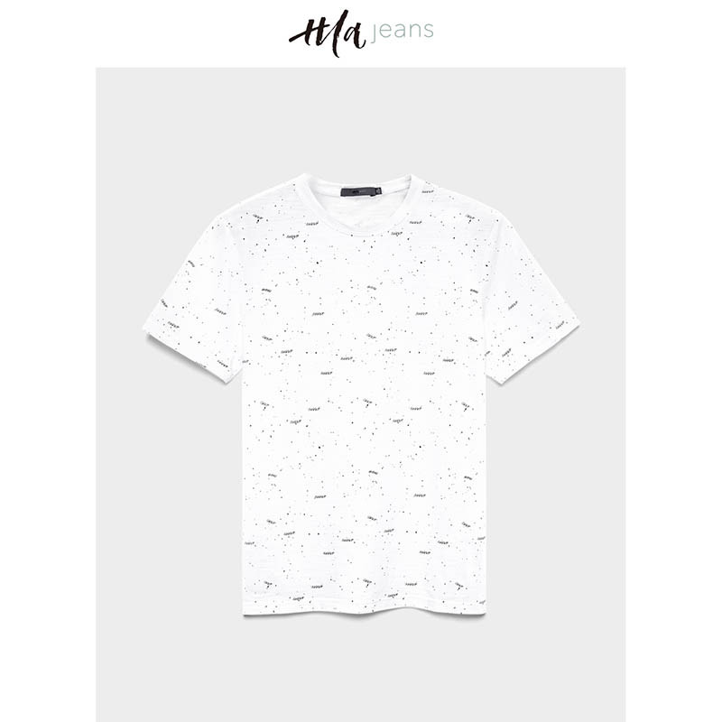黑鲸字母印花短袖t恤2019夏季新品男装套头衫男CNTBJ28095A 漂白花纹95 190/104A