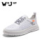 维界2018夏季新款网布透气男鞋韩版潮流青春休闲鞋个性简约鞋子男_YAU46 白色 42