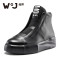 维界秋冬季新款高帮板鞋男英伦时尚高邦潮鞋圆头厚底增高男鞋休闲 黑色 43