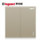 罗格朗(Legrand)开关插座面板多孔五孔usb二三插16a智能家居86型家用暗装墙壁电源仕典金色 二开双控带荧光 仕典米兰金