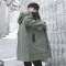 古什卡特秋装男士夹克外套男韩版中长款潮流帅气风衣外衣夹克 3XL 豆绿