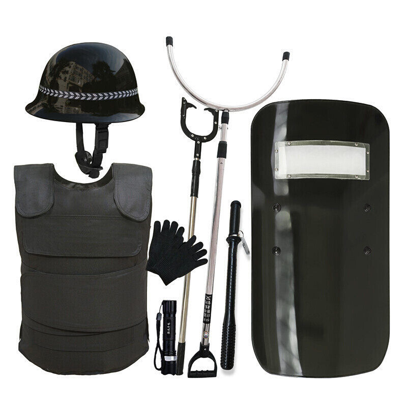 学校安保装备安妨用品妨爆保安器材校园妨暴盾牌钢叉头盔八件套安保8