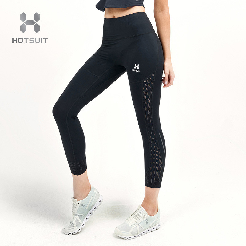 HOTSUIT后秀秋季新款女士弹力紧身瑜伽裤健身长裤跑步运动裤6803006 矿物黑 XXL