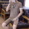 T恤/套装/夏季男士休闲运动T恤短裤套装 XXL【135-155斤】 5031咖啡色套装