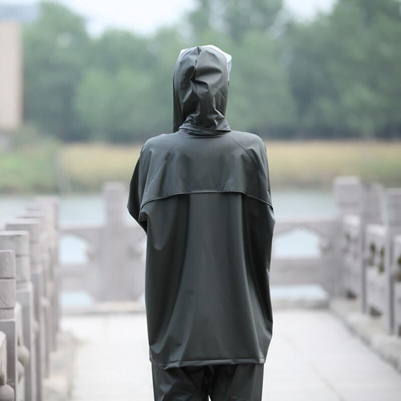 纳丽雅(Naliya)分体雨披雨裤雨衣套装男女通用深绿色均码_4 默认颜色