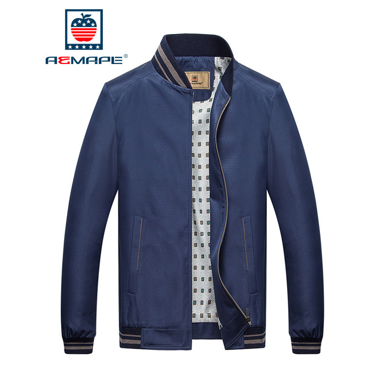 AEMAPE美国苹果夹克男士棒球领中青年修身jacket秋季休闲男装外套 L/175 蓝色