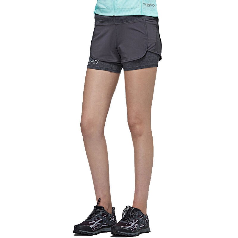 DISCOVERY户外夏季女款跑步休闲夜跑健身运动短裤DAMF82072 2XL DAMF82072-G08X深灰/黑色花纱（女）