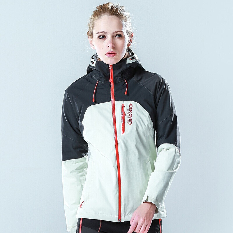 DISCOVERYEXPEDITION户外男女保暖套绒冲锋衣外套DAWE91027_1 XXL DAWE92028-G31G象牙白碳灰女