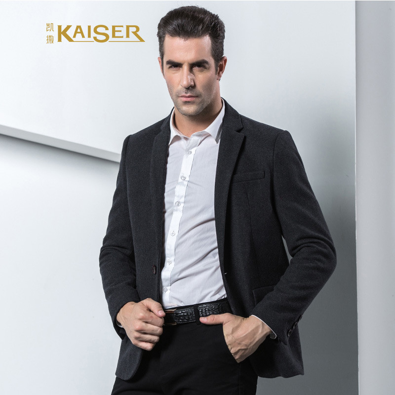 凯撒KAISER西装男士百搭新款秋季夹克男外套 185 深灰