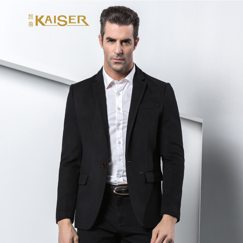 凯撒KAISER西装男士百搭新款秋季夹克男外套 180 黑色