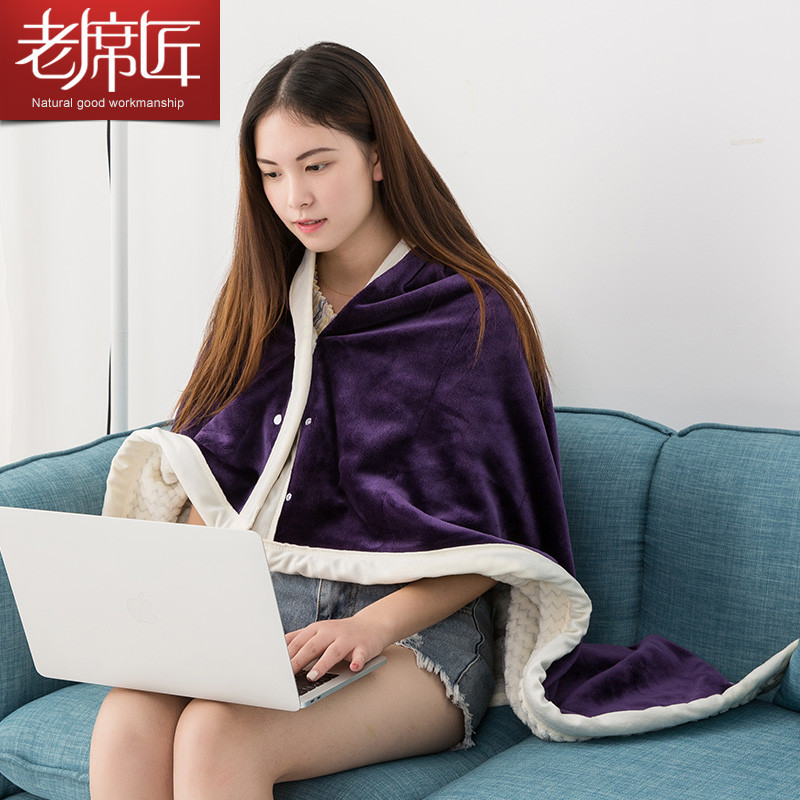 老席匠多功能毛毯 80*120 双层加厚紫色